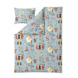 Moomin Duvet Cover Set ABC Blue 150 x 210 cm 50 x 60 cm