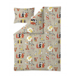Moomin Duvet Cover Set ABC Brown 150 x 210 cm 50 x 60 cm