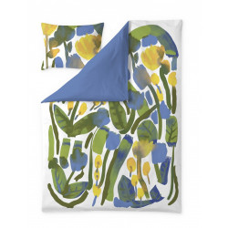 Finlayson Kumpula Paradise Sateen Duvet Cover Pillowcase Set White Green Blue 150x210 50x60 cm