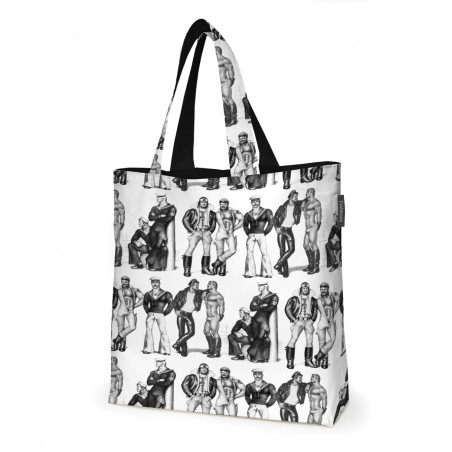 Tom of Finland Lined Tote Bag Fellows Black White 45x42 cm Finlayson