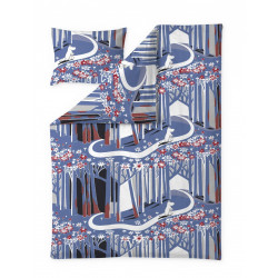 Moomin Duvet Cover Pillowcase Set Forest Path Blue Red 150x210 50x60 cm Finlayson