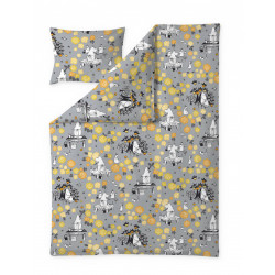 Moomin Duvet Cover Pillowcase Moominmamma Dream Grey Yellow Orange 150x210 50x60 cm Finlayson
