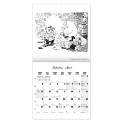 Moomin 2023 Wall Calendar Black and White Putinki 30 x 30 cm