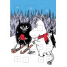 Moomin Advent Postcard Calendar Moomintroll and Stinky Skiing