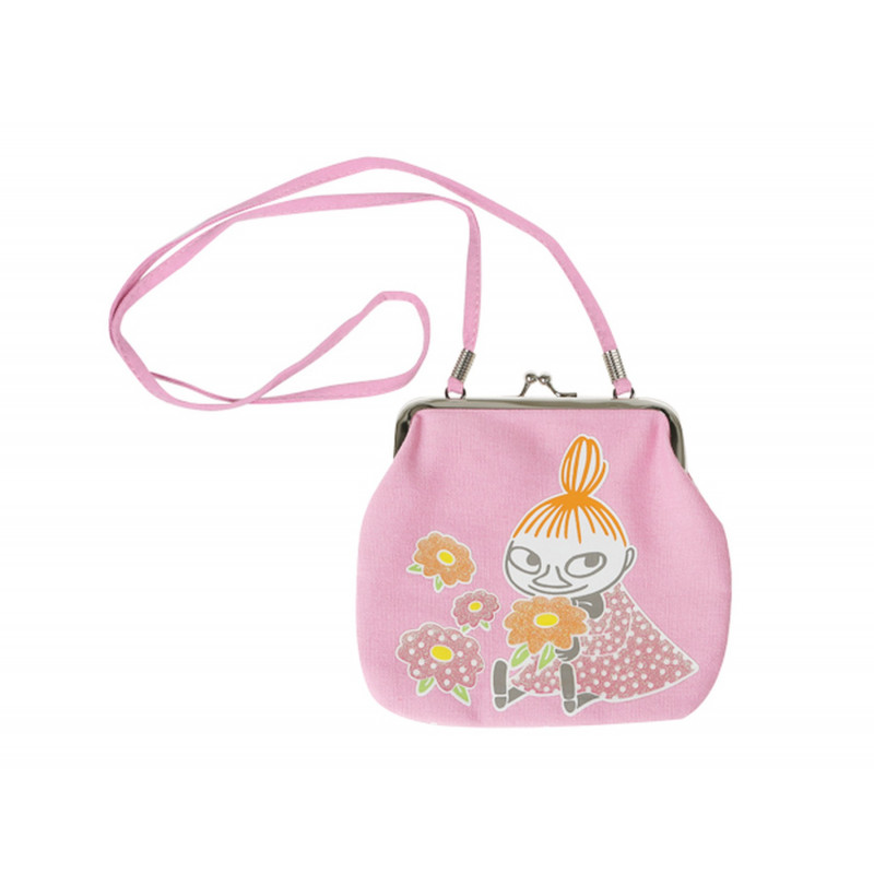 Moomin Purse with Shoulder Strap Pink with White Dots Little My Martinex