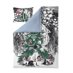 Moomin Cristmas Tree Sateen Duvet Cover Pillowcase 150 x 210 cm 50 x 60 cm