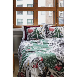 Moomin Cristmas Tree Sateen Duvet Cover Pillowcase 150 x 210 cm 50 x 60 cm