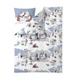 Moomin Duvet Cover Pillowcase Set Light Blue 150 x 210 cm 55 x 65 cm 