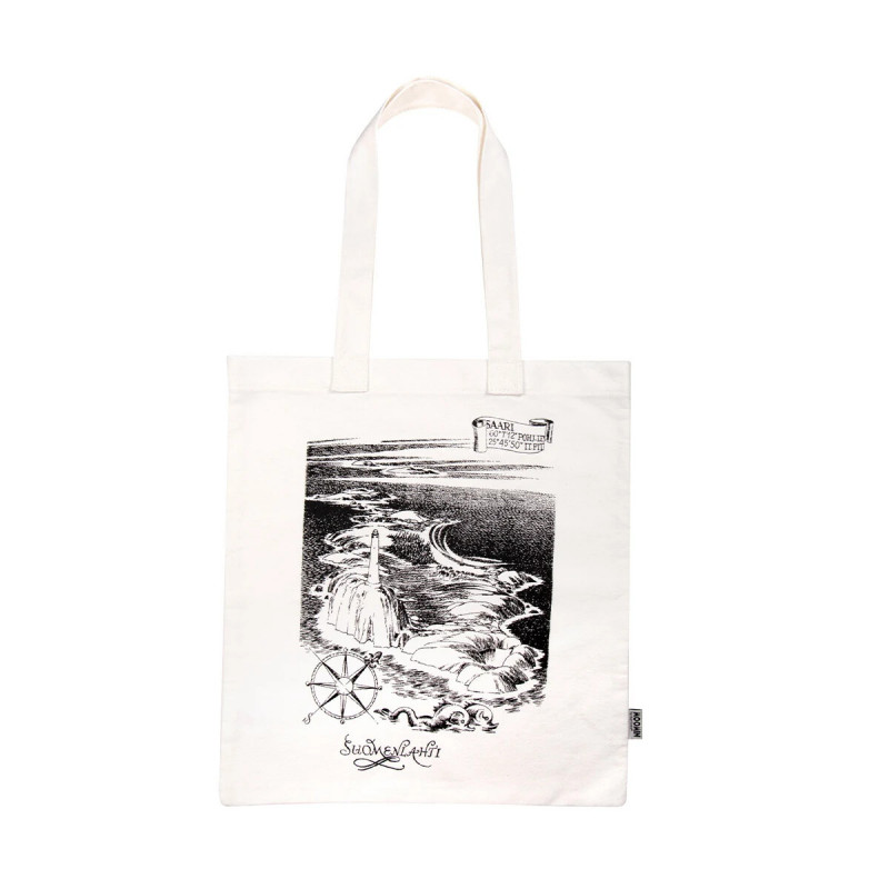 Moomin Gulf of Finland White Flat Totebag Ecobag Cotton