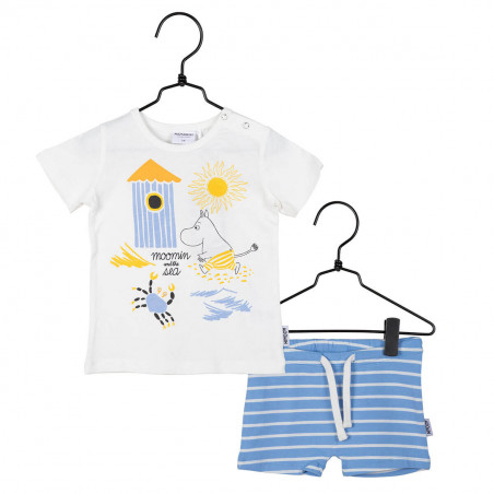 Moomin Shorts Set Stripe Pale Blue
