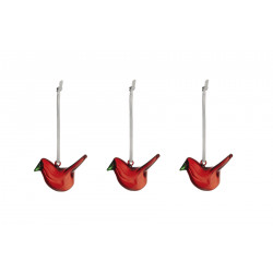 Iittala Oiva Toikka Glass Mini Birds Red Decor Set of 3