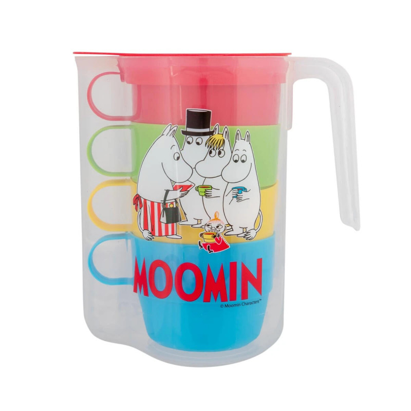Moomin Picnic Plastic Jug and 4 Mugs Martinex