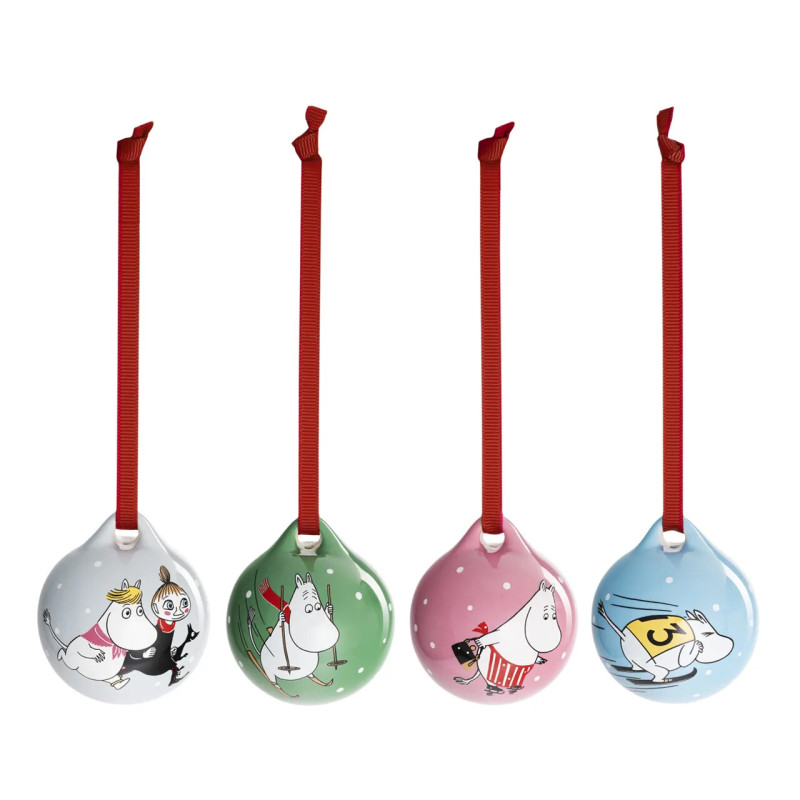 Moomin Ceramic Bauble for Christmas Tree in Gift Box Set of 4 Winter Games 2025  Arabia