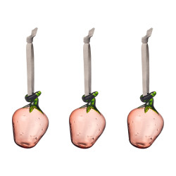 Iittala Oiva Toikka Glass Strawberry Pink Set of 3 84 mm  