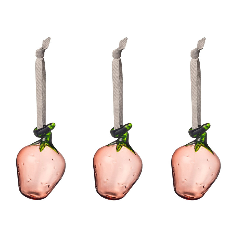 Iittala Oiva Toikka Glass Strawberry Pink Set of 3 84 mm  