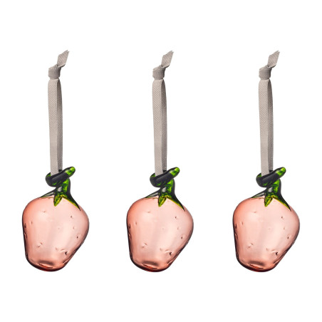 Iittala Oiva Toikka Glass Strawberry Pink Set of 3 84 mm  