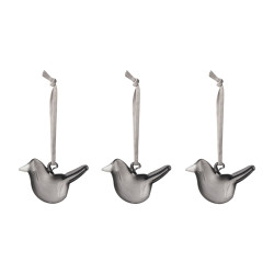 Iittala Oiva Toikka Glass Mini Birds Grey Decor Set of 3 
