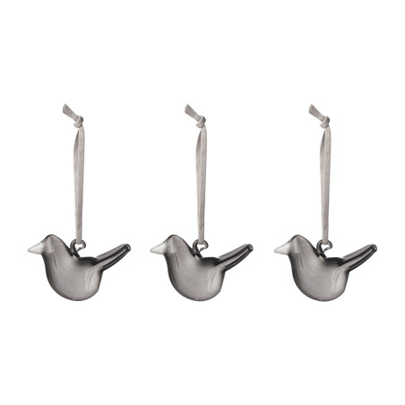Iittala Oiva Toikka Glass Mini Birds Grey Decor Set of 3 