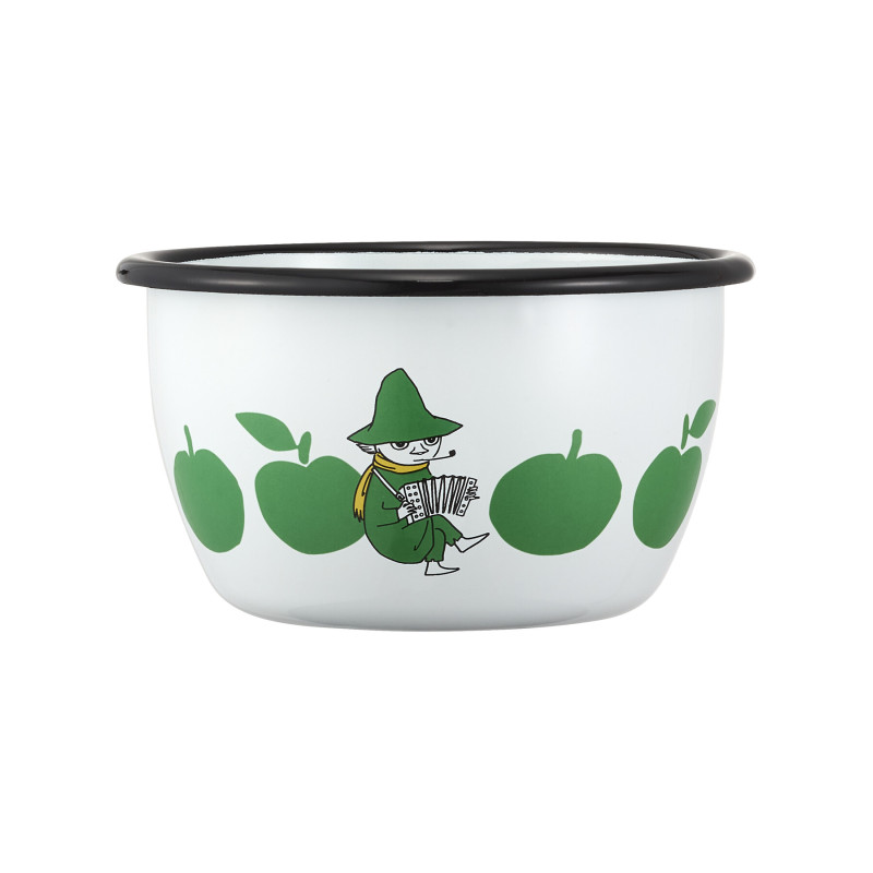 Moomin Enamel Bowl 0.6 L Joyful Apples Green Muurla