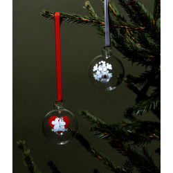Moomin Glass Bauble Set of 2 Heart Snowflake 5 cm Muurla