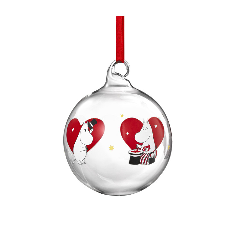 Moomin Glass Bauble Heart 9 cm Muurla