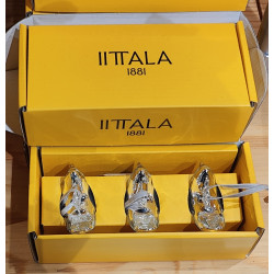 Iittala Oiva Toikka Glass Mini Birds Silver Mirror Decor Set of 3