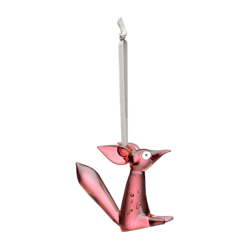 Iittala Vulpes Glasss Mini Fox Sitting Cherry Pink