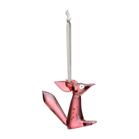 Iittala Vulpes Glasss Mini Fox Sitting Cherry Pink