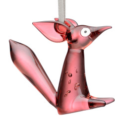 Iittala Vulpes Glasss Mini Fox Sitting Cherry Pink