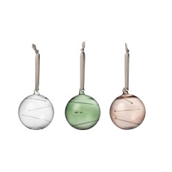 Iittala Glass Sun Ball 80 mm Set of 3  Clear Green Linen