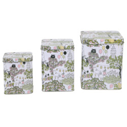 Moomin Garden Set of 3 Tin Boxes Lid with Hinges Martinex