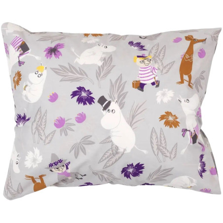 Moomin Pillowcase Flower Garden Grey Lilac 50 x 60 cm Arabia