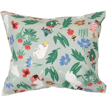 Moomin Pillowcase Flower Garden Grey Green 50 x 60 cm Arabia