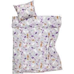 Moomin Duvet Cover Pillowcase Set Flower Garden Grey Lilac 150 x 210 cm