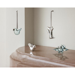 Iittala Oiva Toikka Glass Mini Birds Mix Pink Blue and Silver Decor Set of 3 