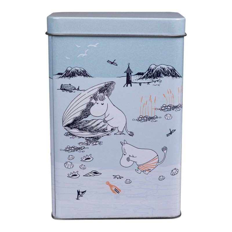 Moomin Coffee Tea Tin Box Beach Trip Blue