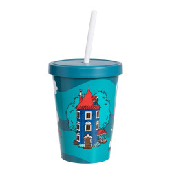 Moomin Home Yard Plastic Cups with Lid and Straw