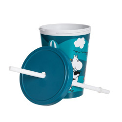 Moomin Home Yard Plastic Cups with Lid and Straw