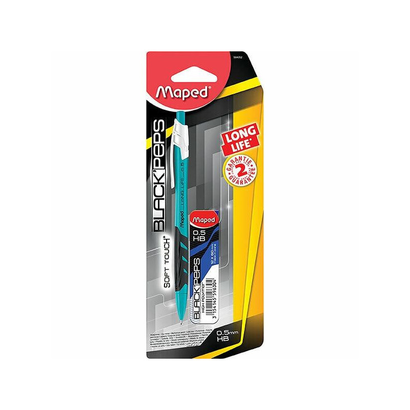 Maped Black Peps Soft Touch Mechanical Pencil Blue 0.5 mm and 12 Leads