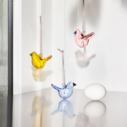 Iittala Oiva Toikka Glass Mini Birds Rose Decor Set of 3