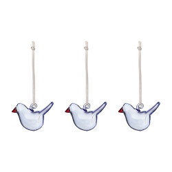 Iittala Oiva Toikka Glass Mini Birds Blue Decor Set of 3