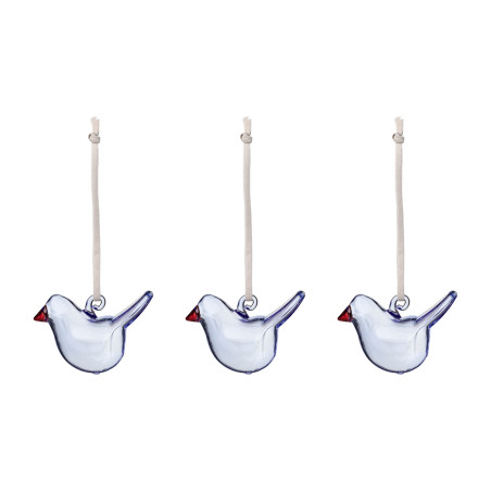 Iittala Oiva Toikka Glass Mini Birds Blue Decor Set of 3