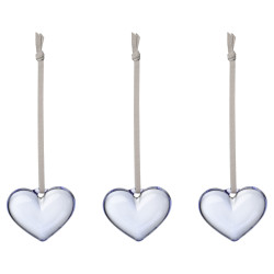 Iittala Oiva Toikka Glass Mini Hearts 50 mm Blue Decor Set of 3