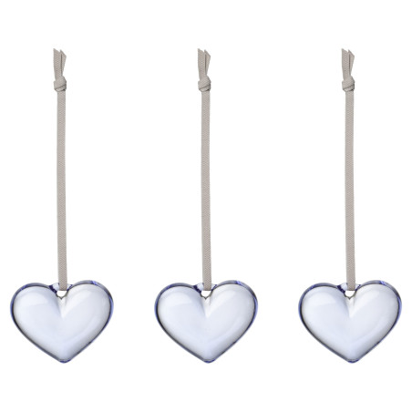 Iittala Oiva Toikka Glass Mini Hearts 50 mm Blue Decor Set of 3