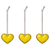Iittala Oiva Toikka Glass Mini Hearts 50 mm Yellow Decor Set of 3