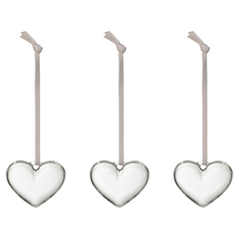 Iittala Oiva Toikka Glass Mini Hearts 50 mm Clear Decor Set of 3