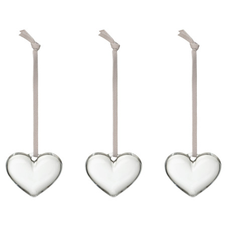 Iittala Oiva Toikka Glass Mini Hearts 50 mm Clear Decor Set of 3