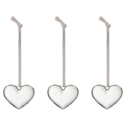 Iittala Oiva Toikka Glass Mini Hearts 50 mm Clear Decor Set of 3