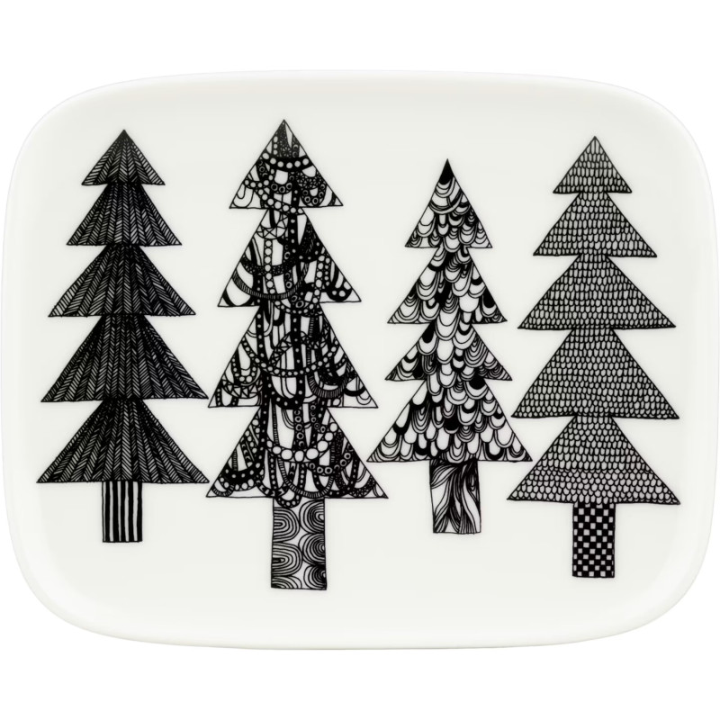 Marimekko Oiva Kuusikossa Black Plate 15 x 12 cm