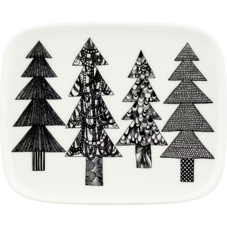 Marimekko Oiva Kuusikossa Black Plate 15 x 12 cm